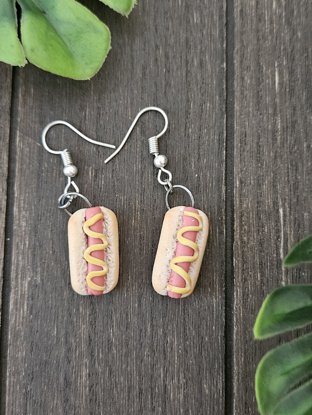 Handmade Hotdog Clay Earrings, Realistic Polymer Clay, Foodie Gift